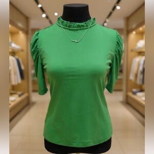 CeCe Kelly Green Ruffle Sleeve Blouse